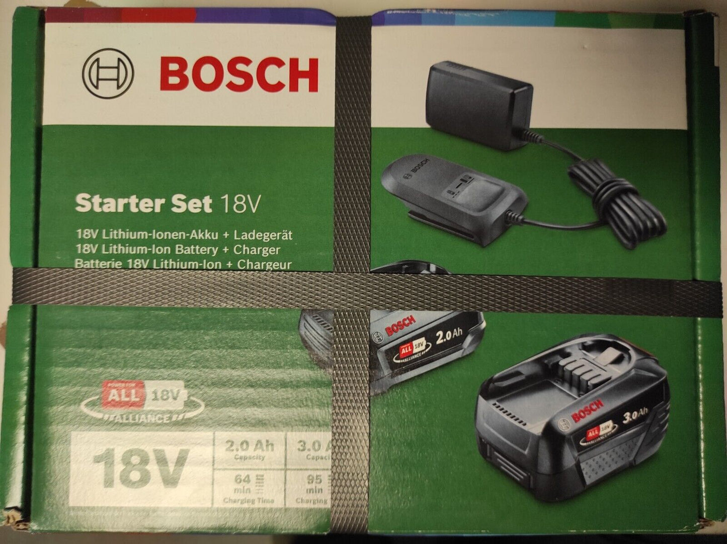 Bosch Alliance Akku Starter Set PBA 18V 2.0Ah + 3.0Ah + AL 18V-20